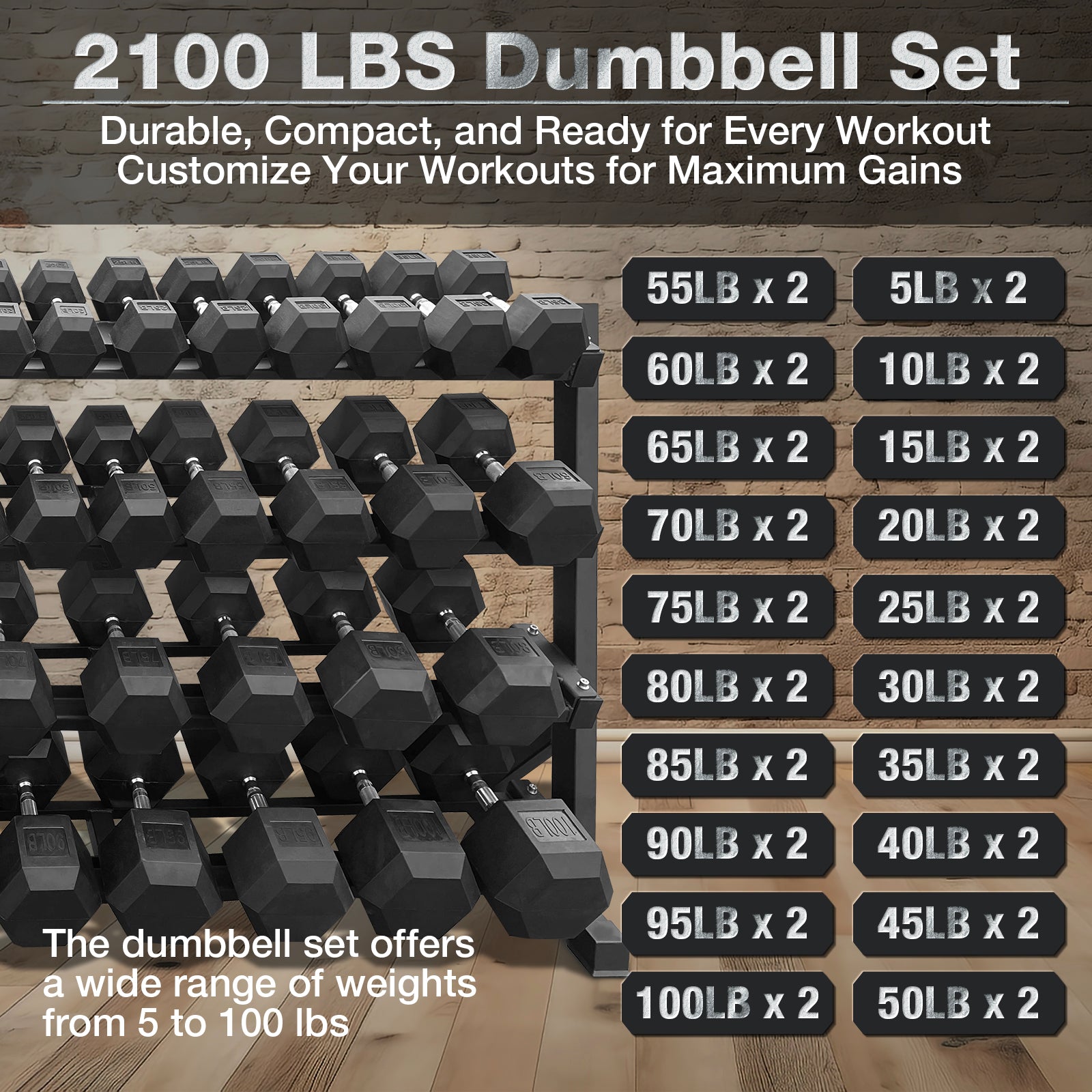 Rubber Hex Dumbbells Sets