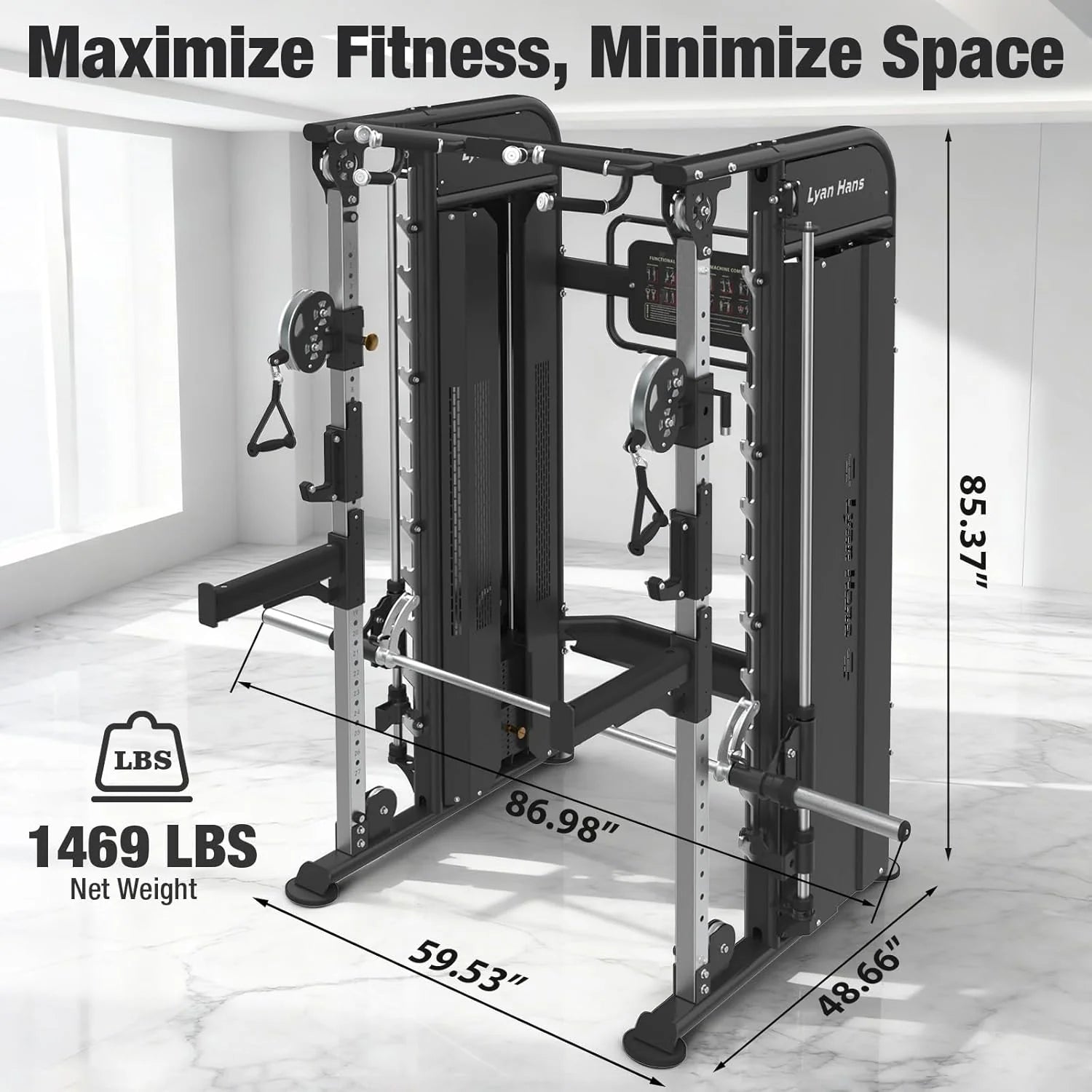 Lyan Hans Commercial Half Rack Smith Functional Trainer Combo