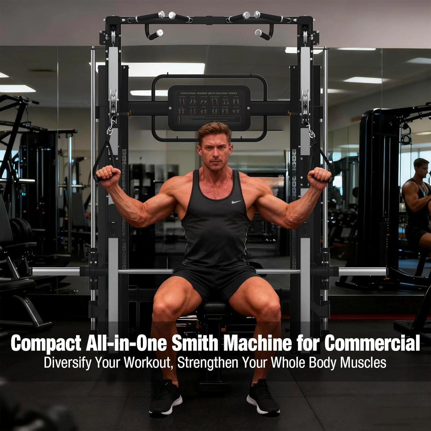 Lyan Hans Commercial Half Rack Smith Functional Trainer Combo