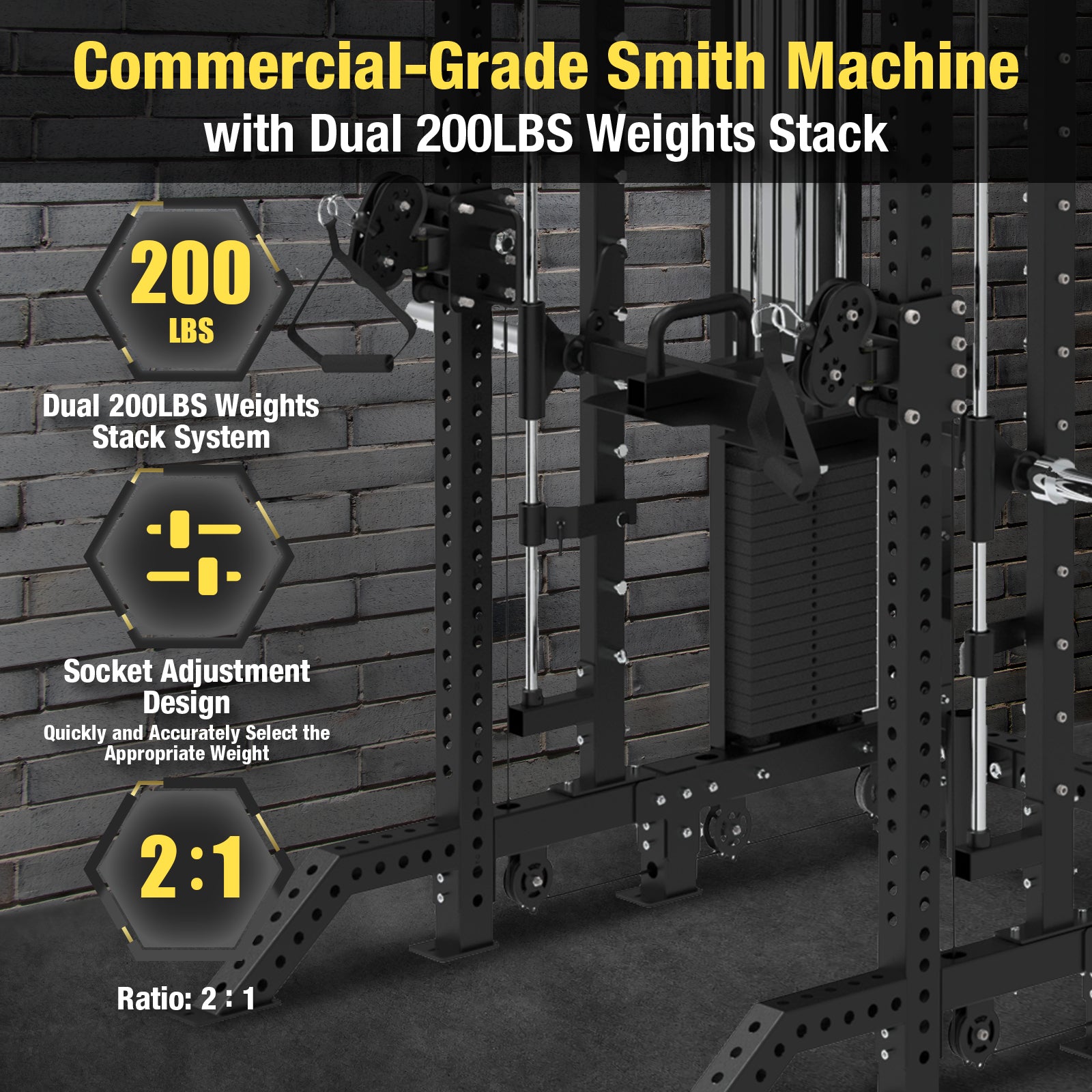 Half Rack Functional Trainer Smith Machine Combo