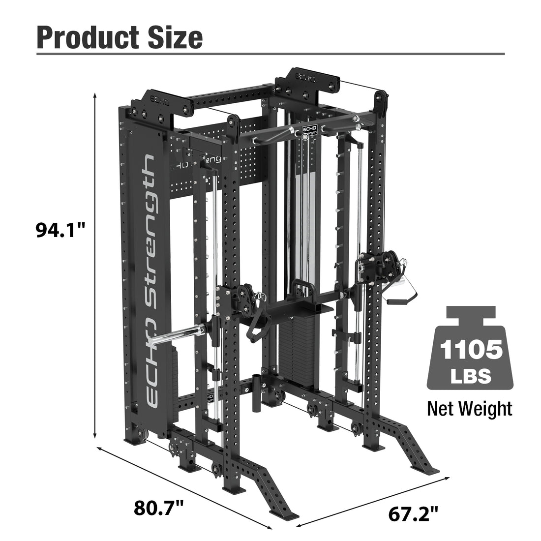 Half Rack Functional Trainer Smith Machine Combo