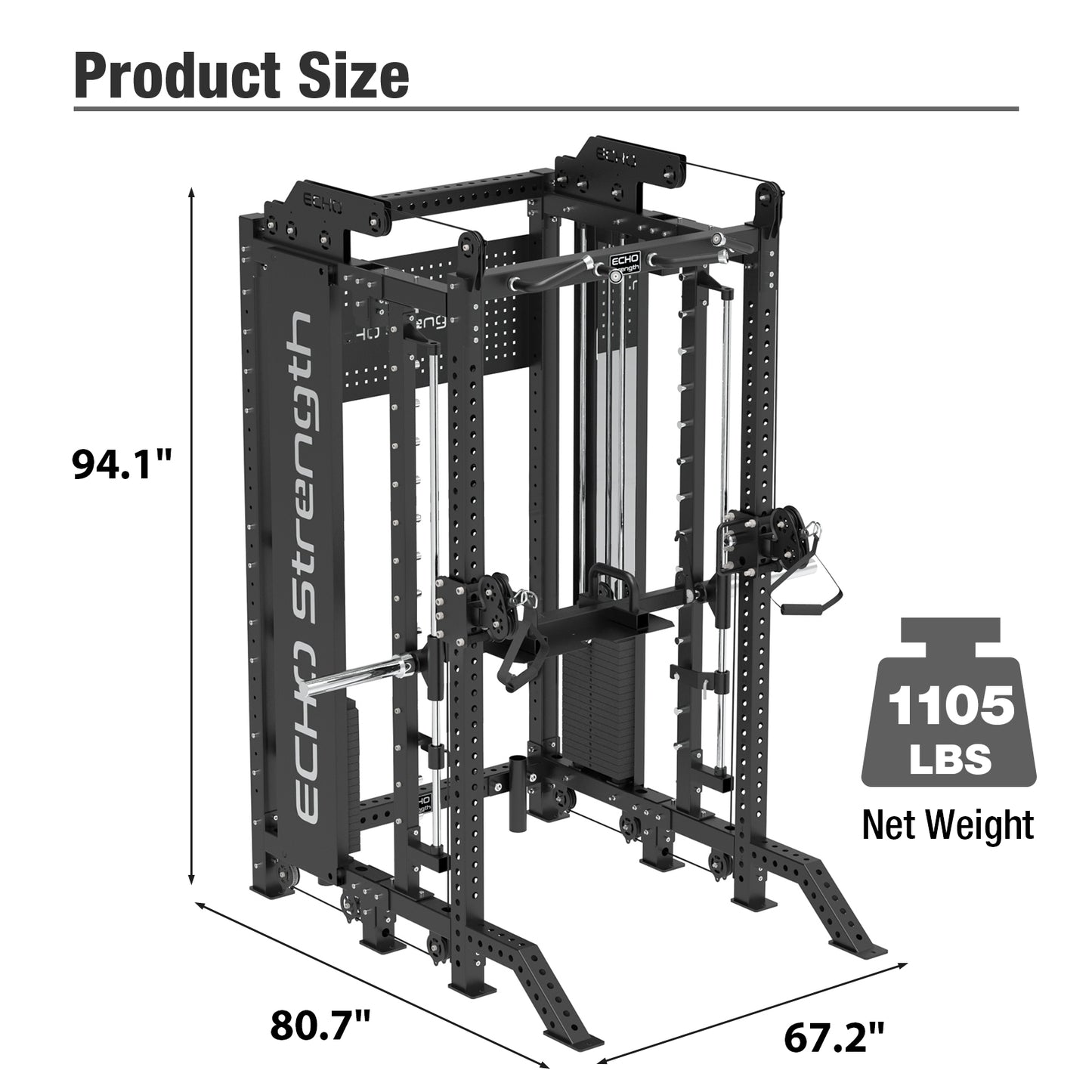 Half Rack Functional Trainer Smith Machine Combo