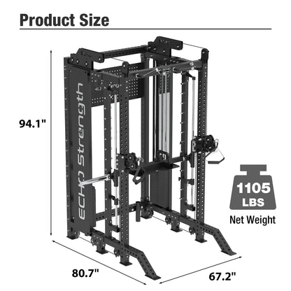 Half Rack Functional Trainer Smith Machine Combo