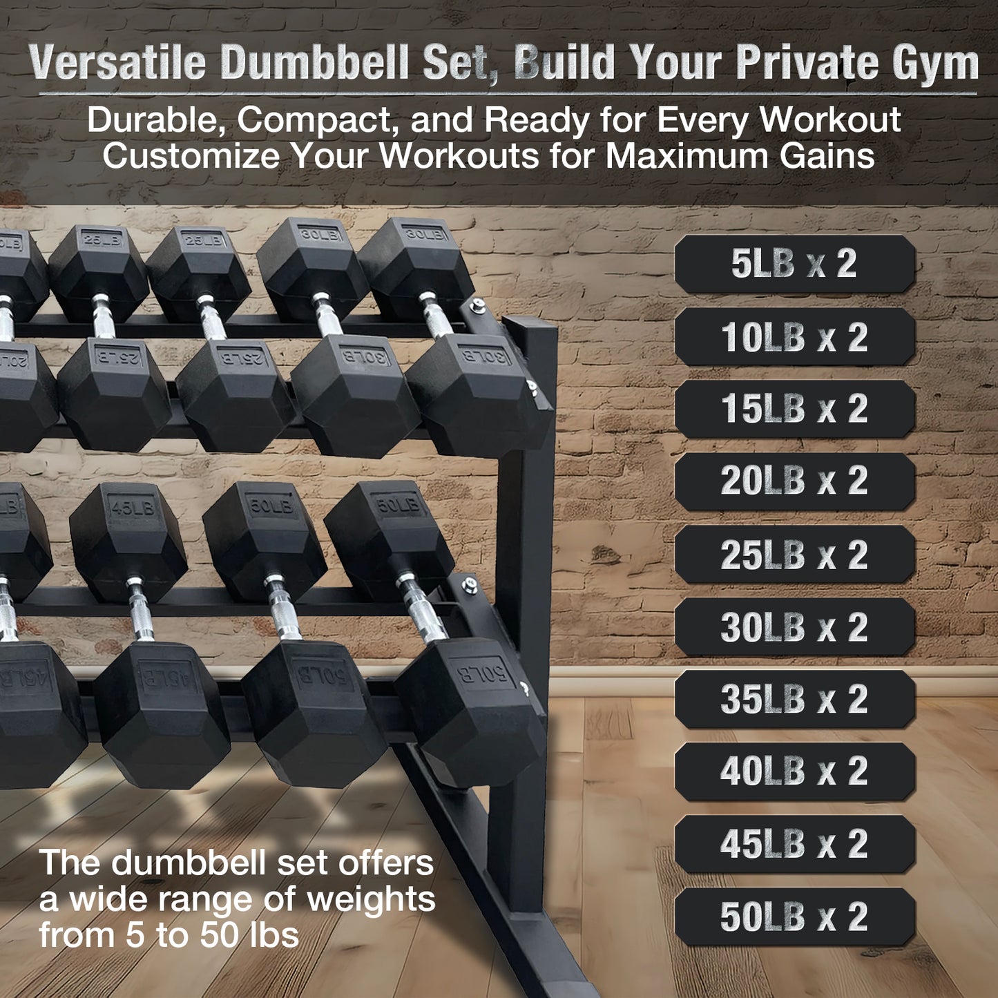 Rubber Hex Dumbbells Sets