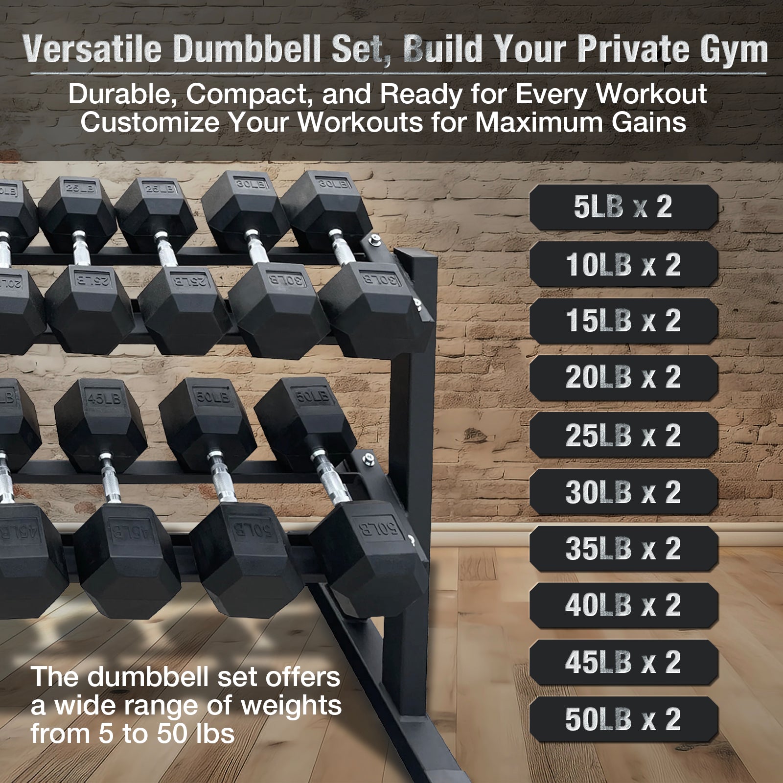 Rubber Hex Dumbbells Sets